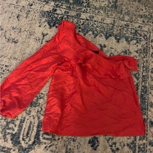 J. Crew Vibrant Red One-Shoulder Blouse